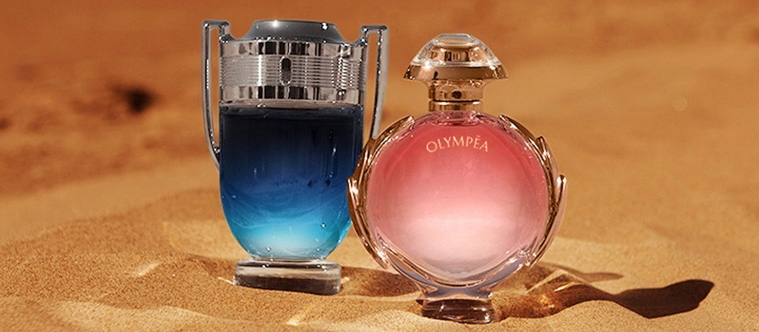 Les parfums Invictus et Olympéa Legend au coeur du désert